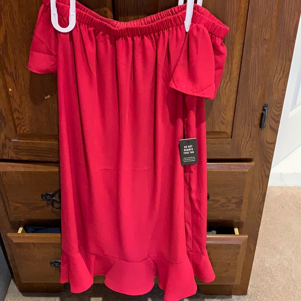 Express off the shoulder hot pink dress.  Size S